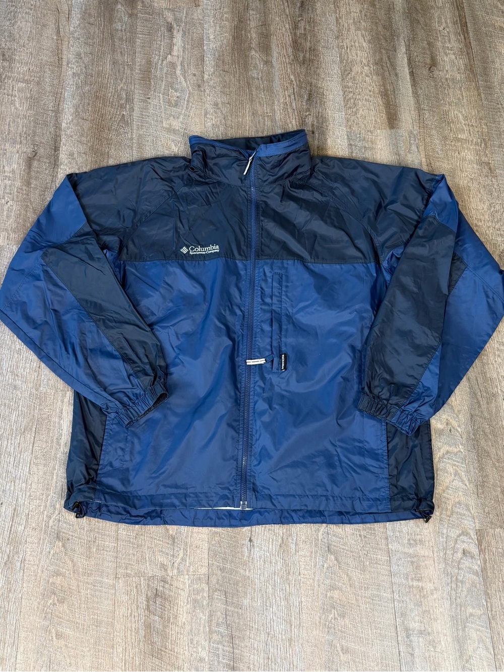 Columbia Sportswear Packable Windbreaker Jacket Mens L Navy Full Zip Hooded